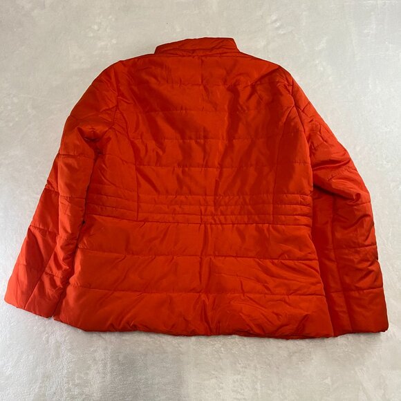New York & Company Orange Womens XL Full Zip Pocket Puffer Jacket 100% Polyester - Picture 9 of 12